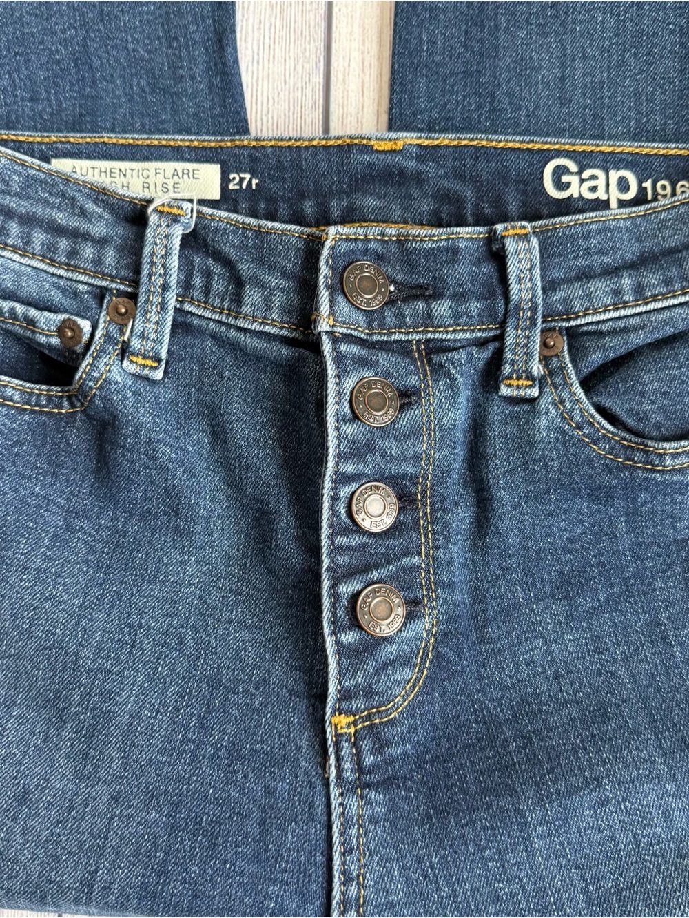 GAP Authentic Flare High Rise Button Fly Jeans 27 R - Picture 3 of 8